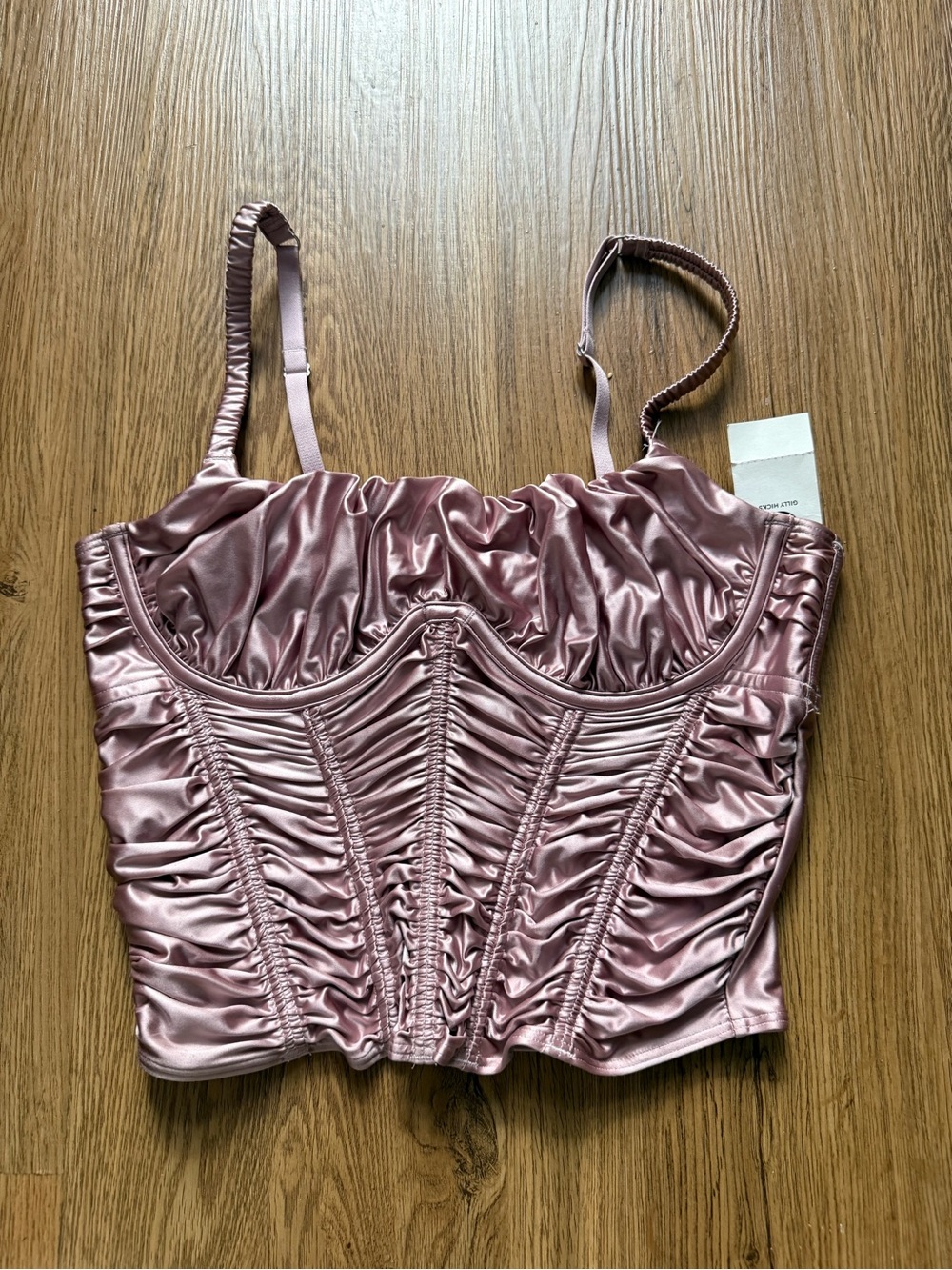 NWT Hollister Satin Ruched Pink Crop Bustier Top🩰